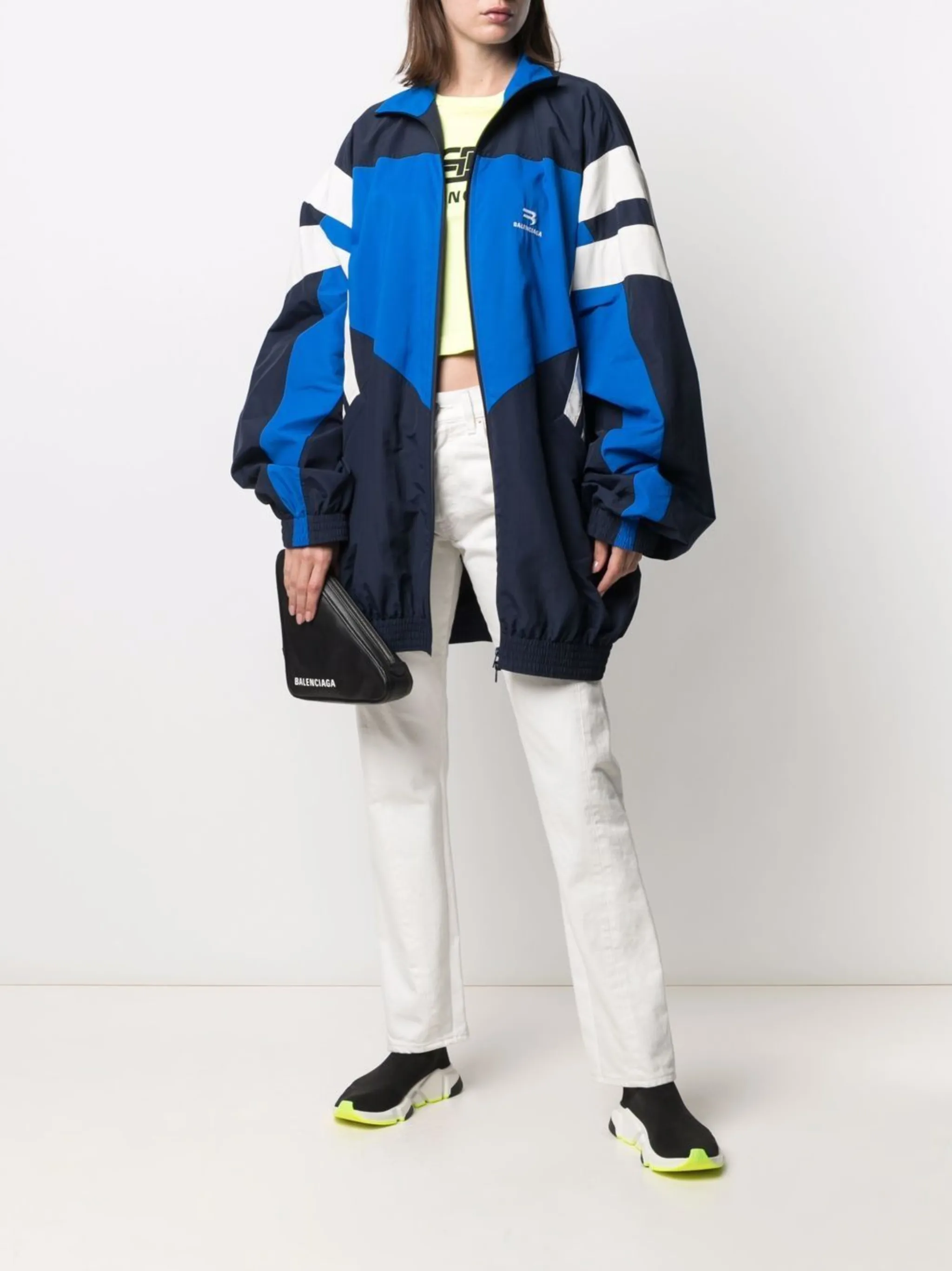 balenciaga logo zip up track jacket