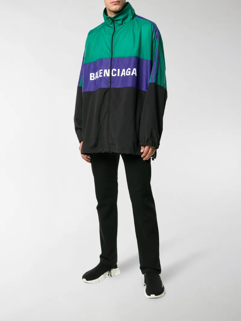 Balenciaga zipped logo jacket green | MODES