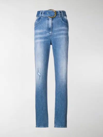 belted high rise jeans