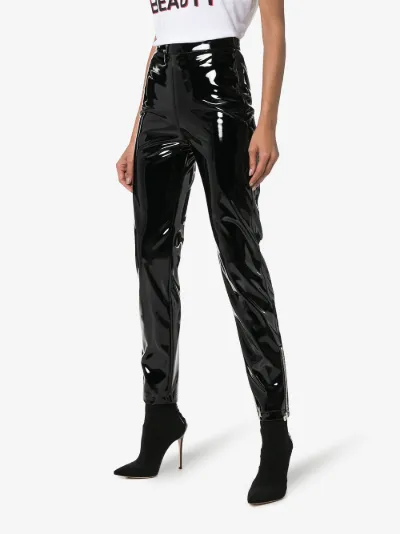 black vinyl high waisted skinny trousers