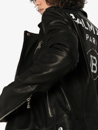 balmain leather moto jacket