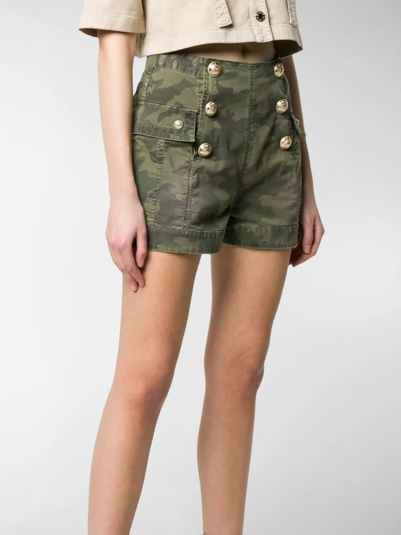 Balmain camouflage high-waisted shorts 