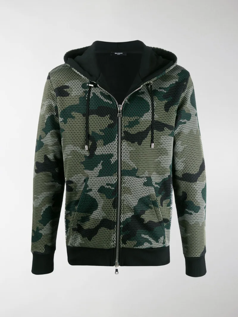 balmain camo hoodie