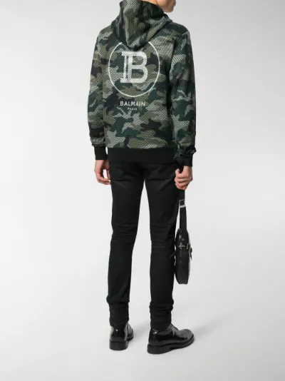 balmain camo hoodie