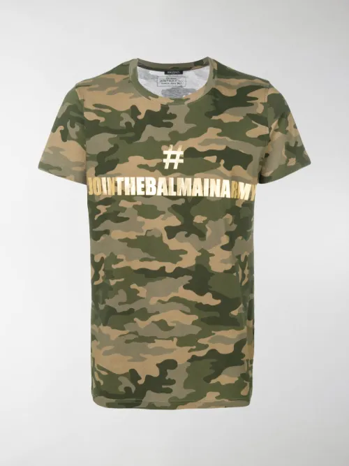Balmain - camouflage print logo T-shirt