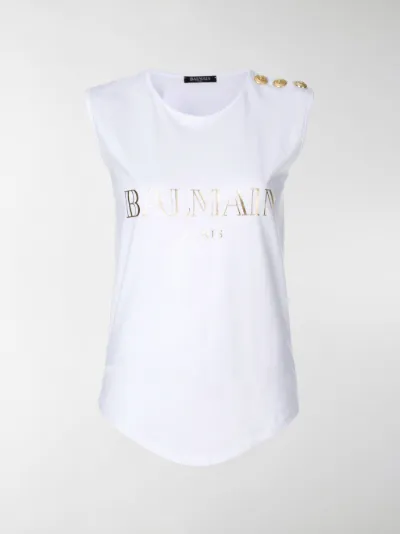 Balmain - Canotta con logo e bottoni