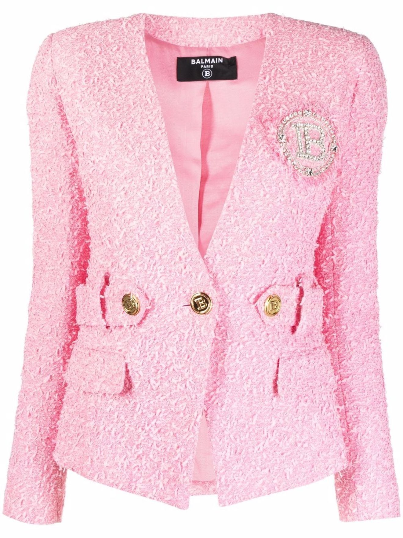 balmain pink tweed blazer