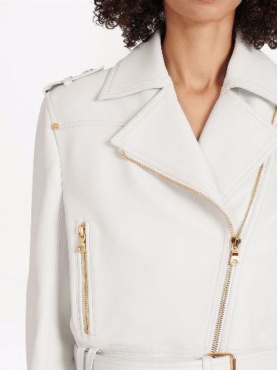 balmain white leather jacket