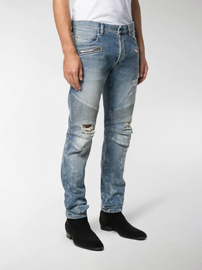 distressed biker jeans