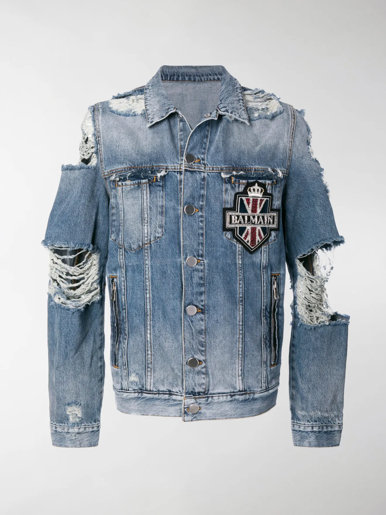 balmain distressed denim jacket