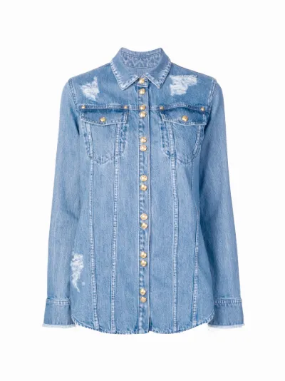 Balmain women's denim shirt hotsell