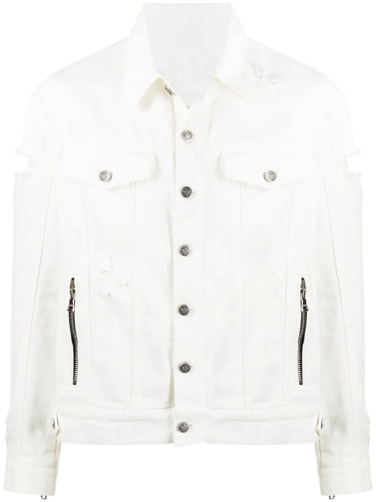 white jean jacket ripped