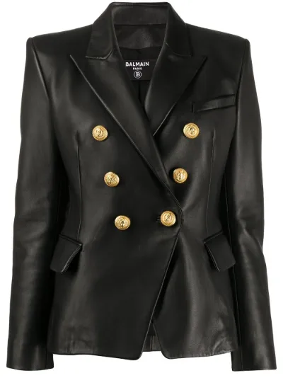 leather balmain blazer