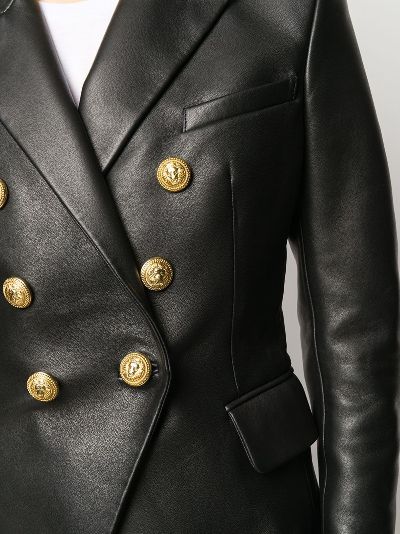 balmain double breasted leather jacket