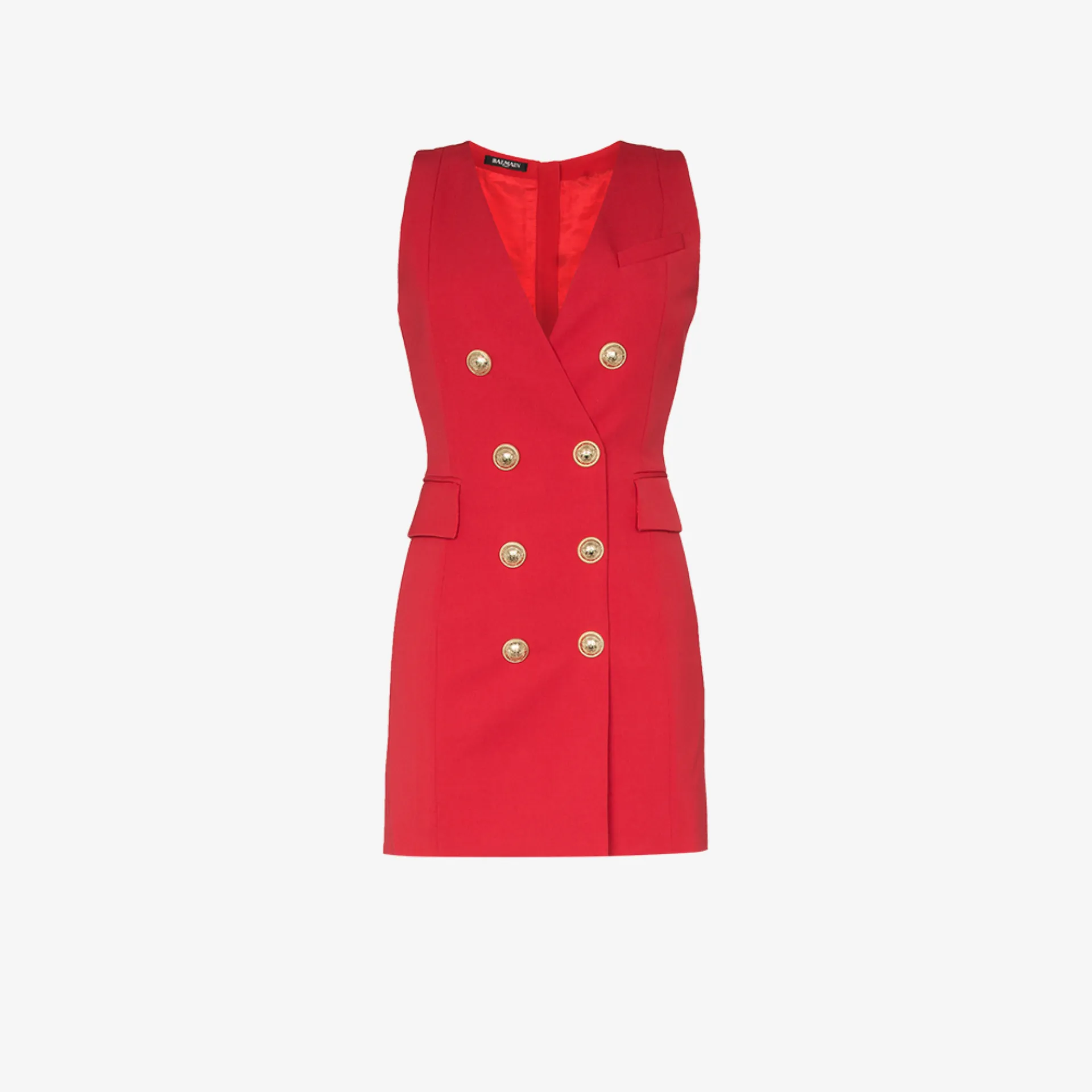 red sleeveless blazer dress