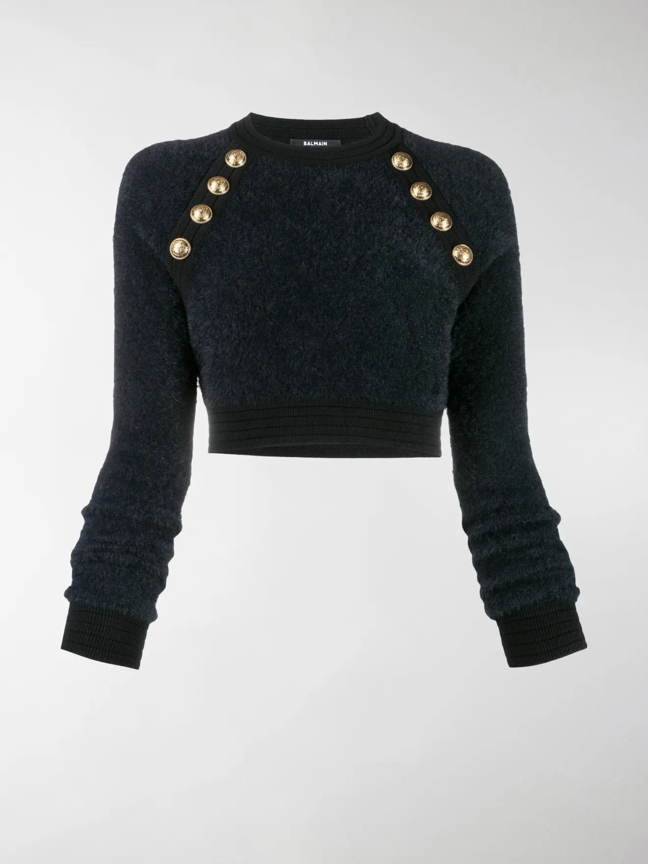 cropped black wool jumper