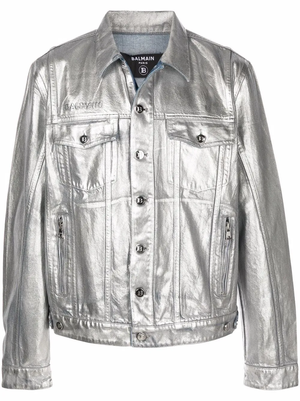 Giacca denim con logo goffrato | Balmain | Eraldo.com