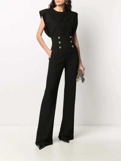 high waisted black bootcut trousers