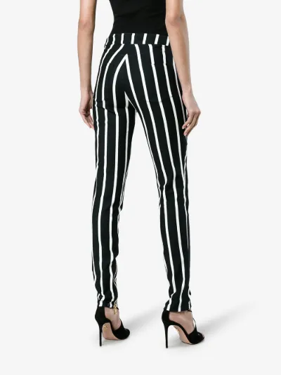 balmain striped high waisted flare pants