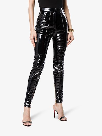 Balmain high waisted PVC trousers | Browns