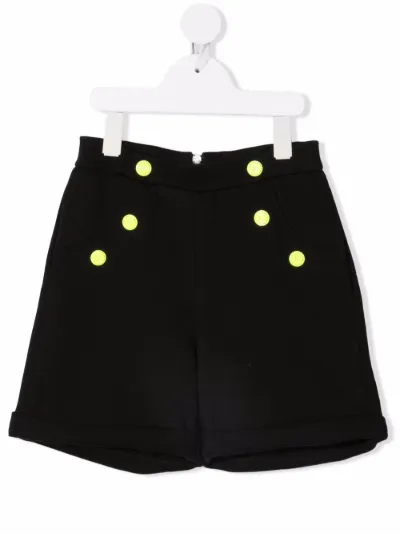 high waisted black button shorts