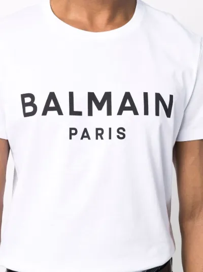 Balmain logo-print cotton T-shirt white | MODES