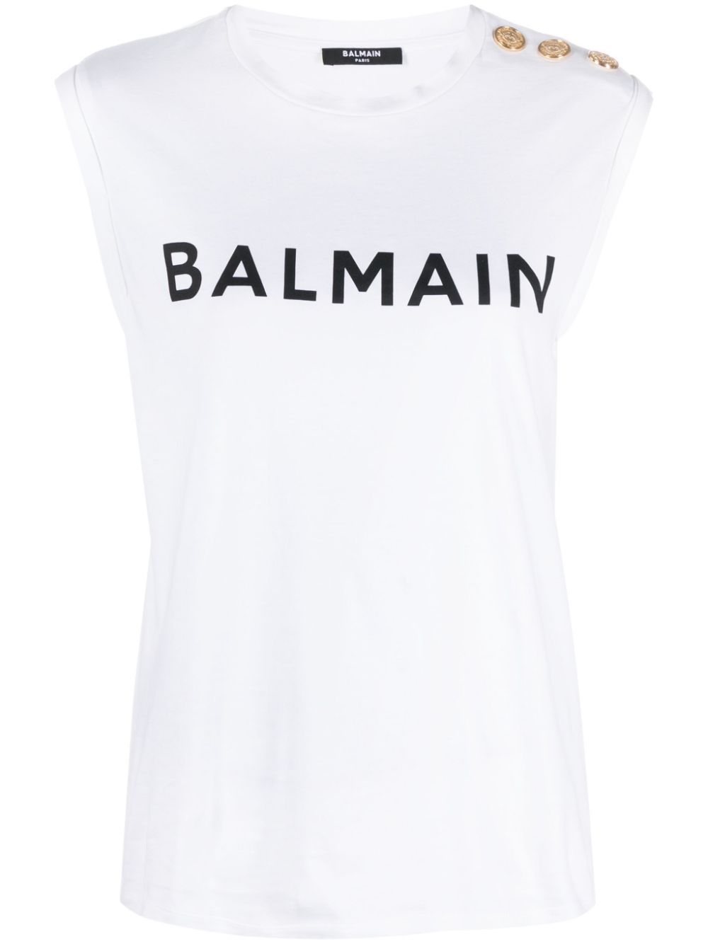 Balmain button embellished printed discount cotton jersey t shirt