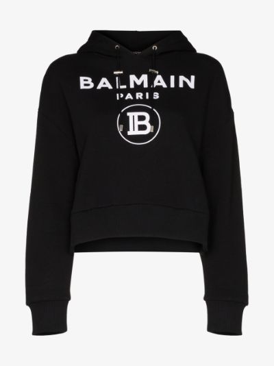 balmain logo print hoodie