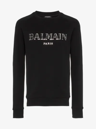 Balmain metallic logo print sweatshirt | Browns Balmain metallic logo print sweatshirt | Browns