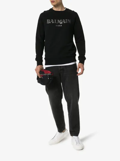 Balmain metallic logo print sweatshirt | Browns Balmain metallic logo print sweatshirt | Browns