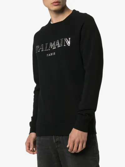 Balmain metallic logo print sweatshirt | Browns Balmain metallic logo print sweatshirt | Browns
