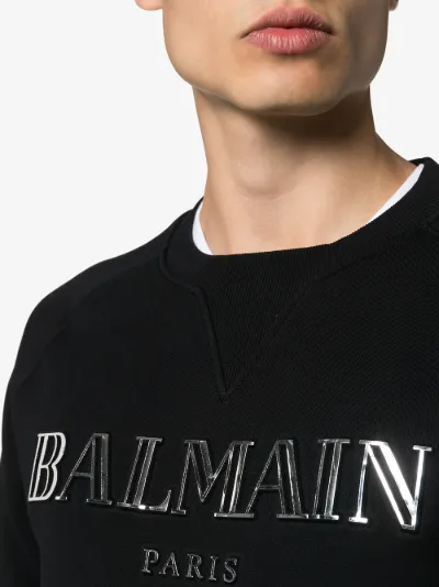 Balmain metallic logo print sweatshirt | Browns Balmain metallic logo print sweatshirt | Browns