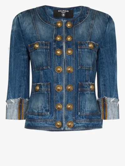 padded shoulder denim jacket