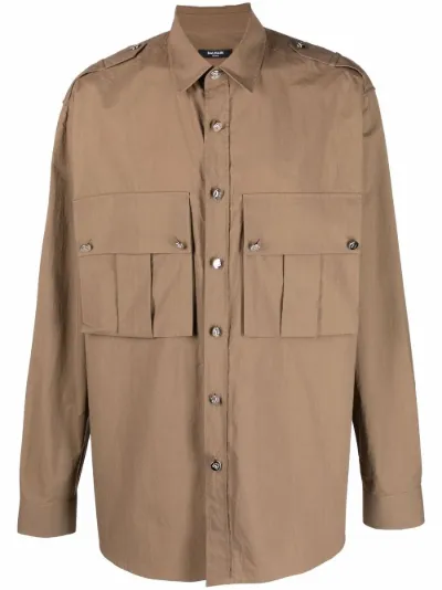 Balmain patch-pocket shirt brown | MODES