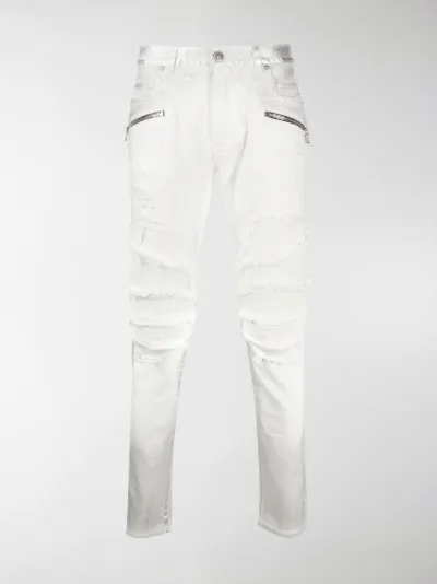 balmain black biker jeans