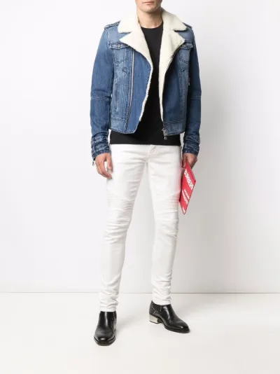 white denim moto jacket