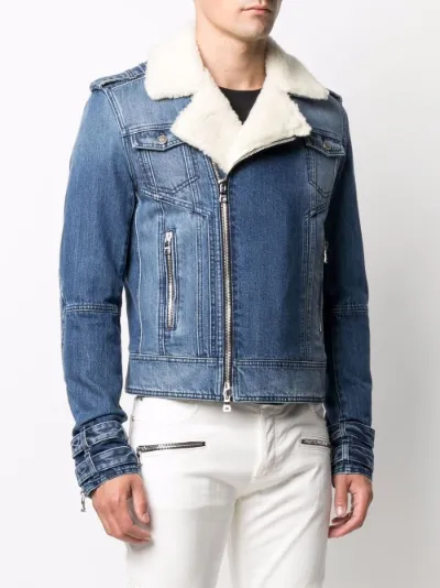 balmain denim biker jacket