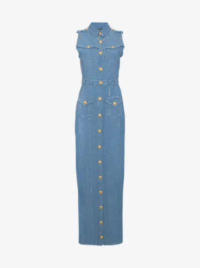sleeveless denim maxi dress