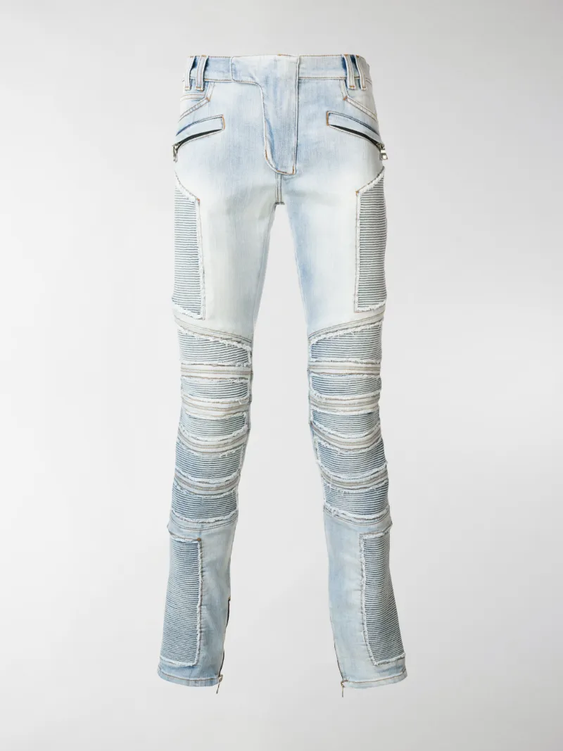 balmain blue biker jeans