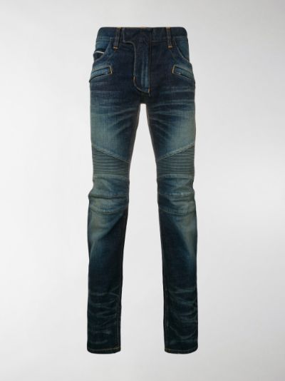 tapered biker jeans