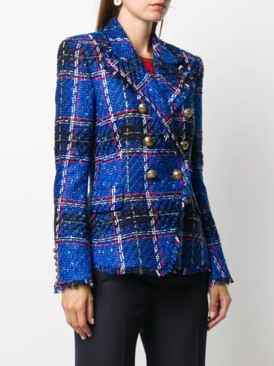 balmain blue tweed jacket