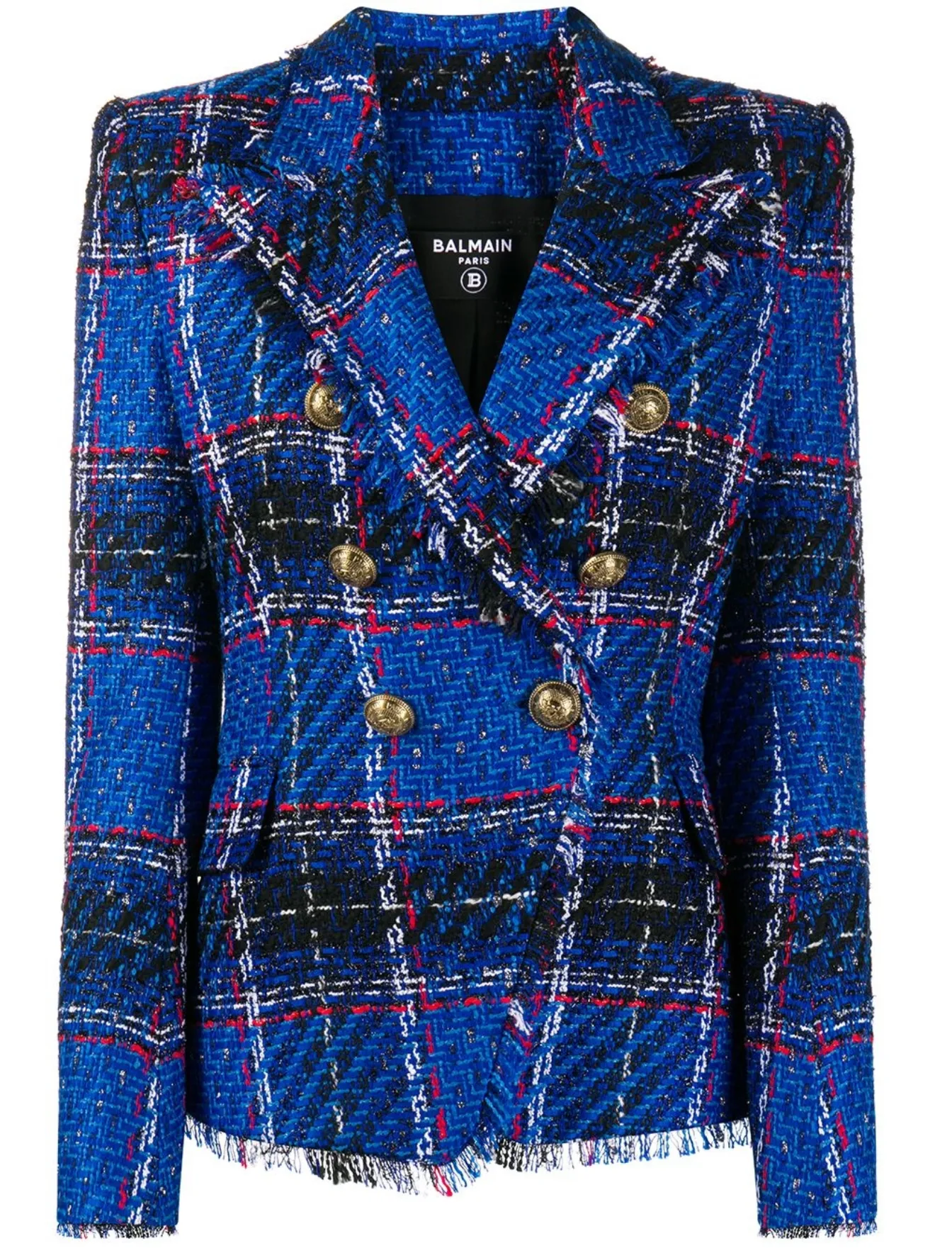 balmain blue tweed jacket