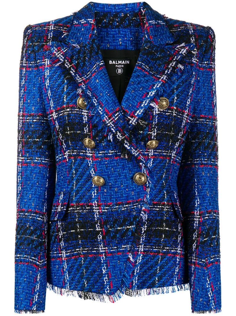 balmain blue tweed jacket