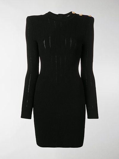 Balmain Vestito Con Bottoni Nero Modes