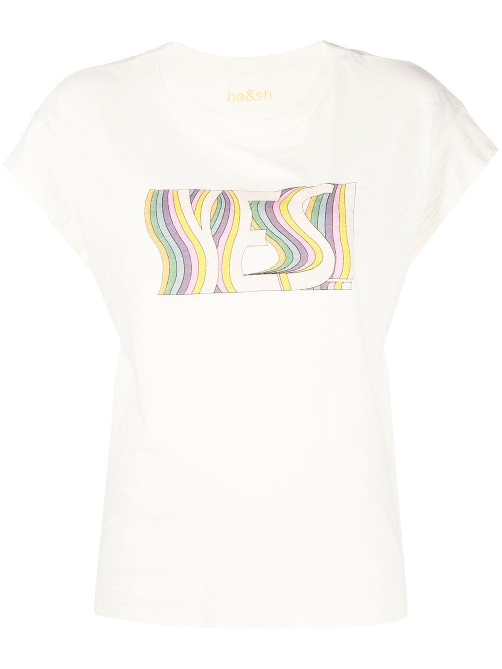 Yes-print cap-sleeve T-shirt, Ba&Sh