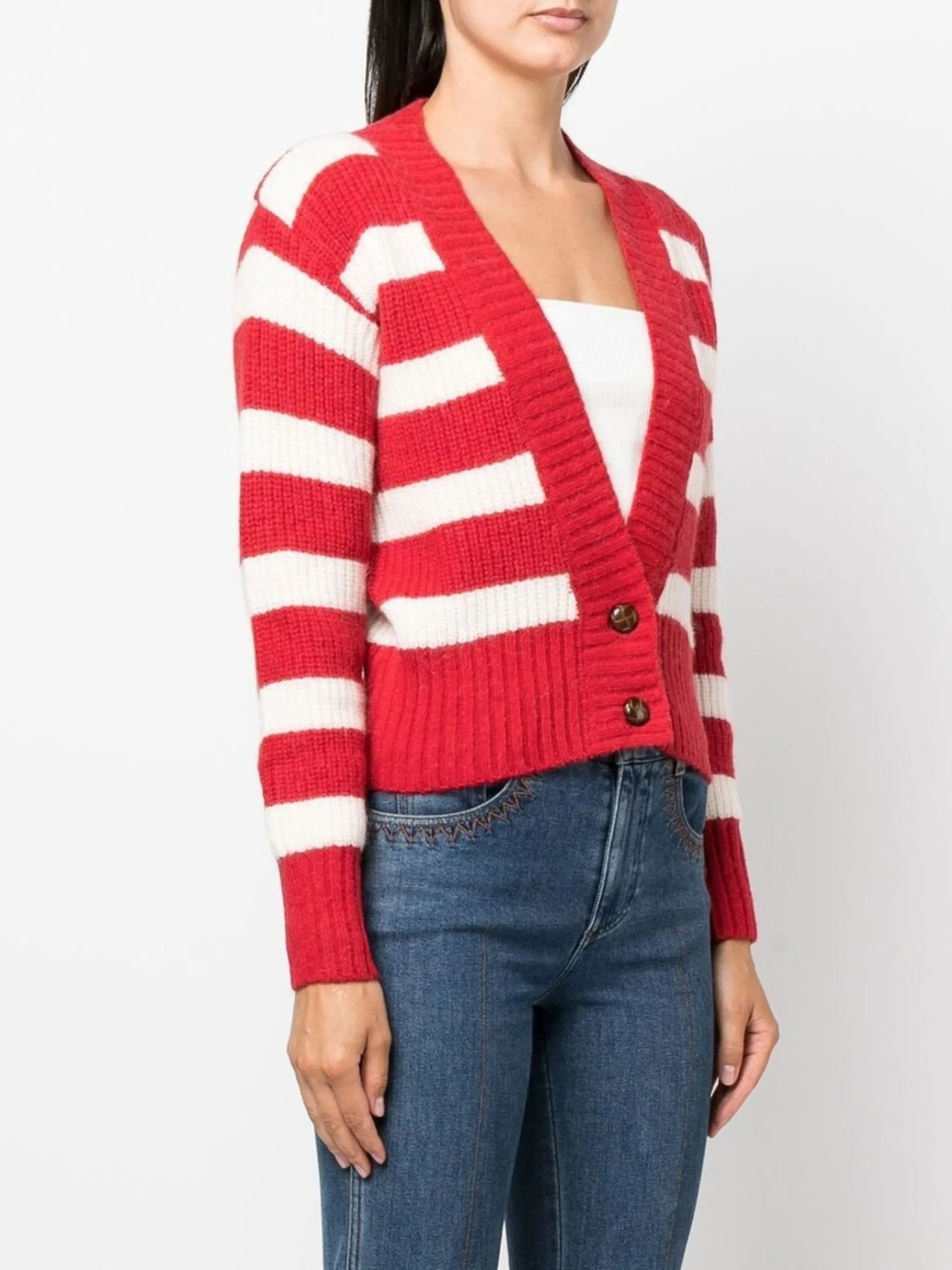 Baum Und Pferdgarten striped plunging v-neck cardigan Baum Und Pferdgarten striped plunging v-neck cardigan
