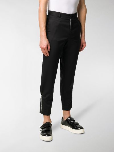 black tailored cropped trousers