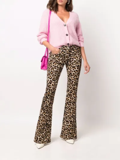 leopard-print flared trousers 