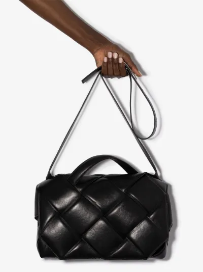 black leather top handle bag