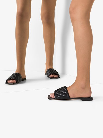 quilted leather flat sandals